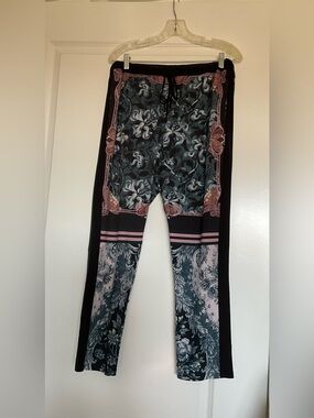 Clover Canyon Floral Print Drawstring Bottoms - Black and Pink